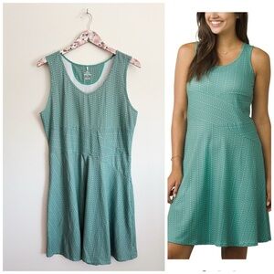 PRANA Amelie Green Geo Print Tank Fit ‘n Flare Athletic Dress XL